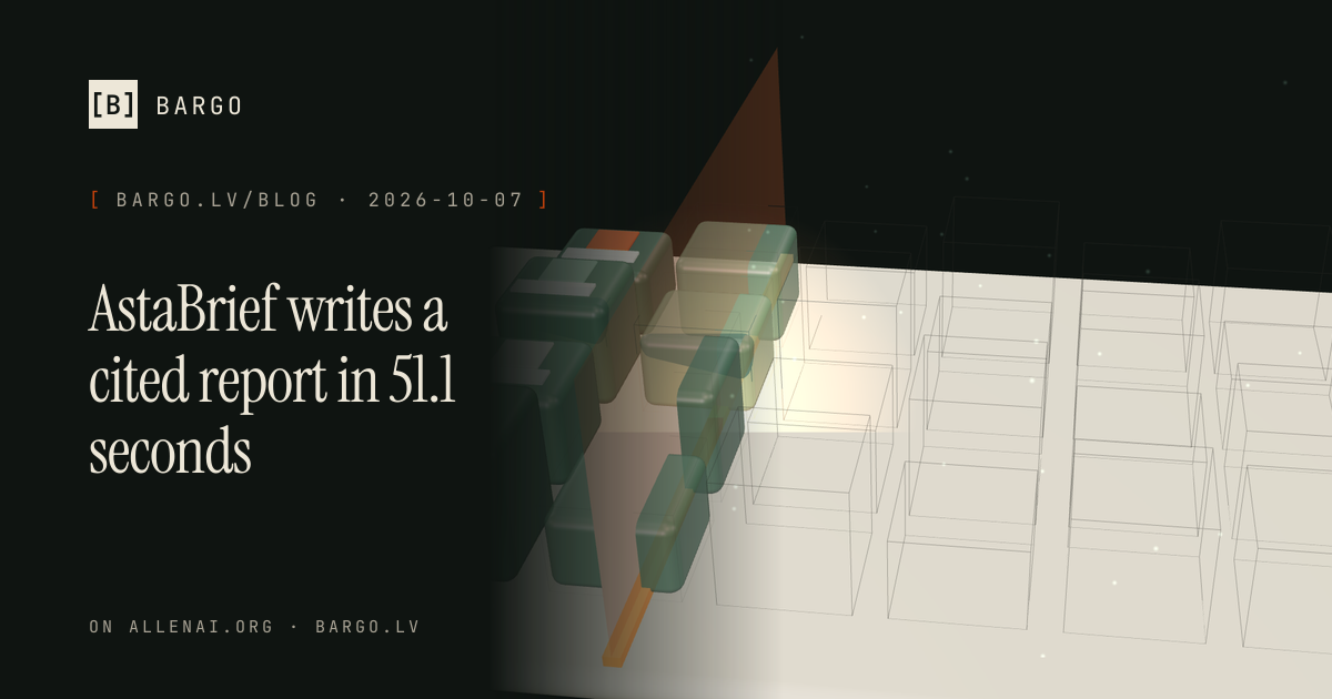Ai2 has open-sourced AstaBrief 8B, which turns a research question and literature excerpts into a cited report in about 51 seconds.